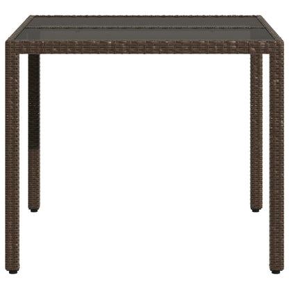 Tavolo da Giardino Piano in Vetro Marrone 90x90x75cm Polyrattan - homemem39