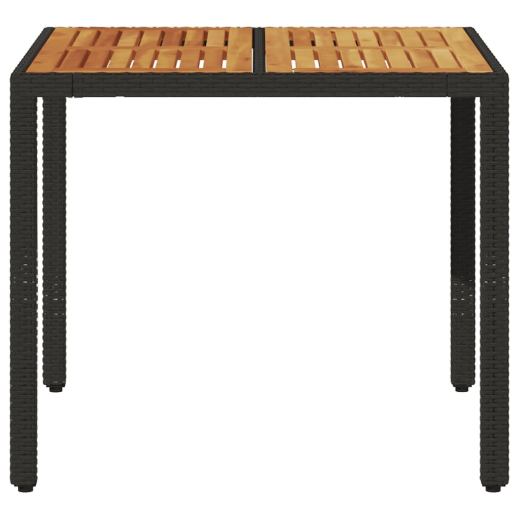 Tavolo Giardino Piano Legno Acacia Nero 90x90x75 cm Polyrattan - homemem39