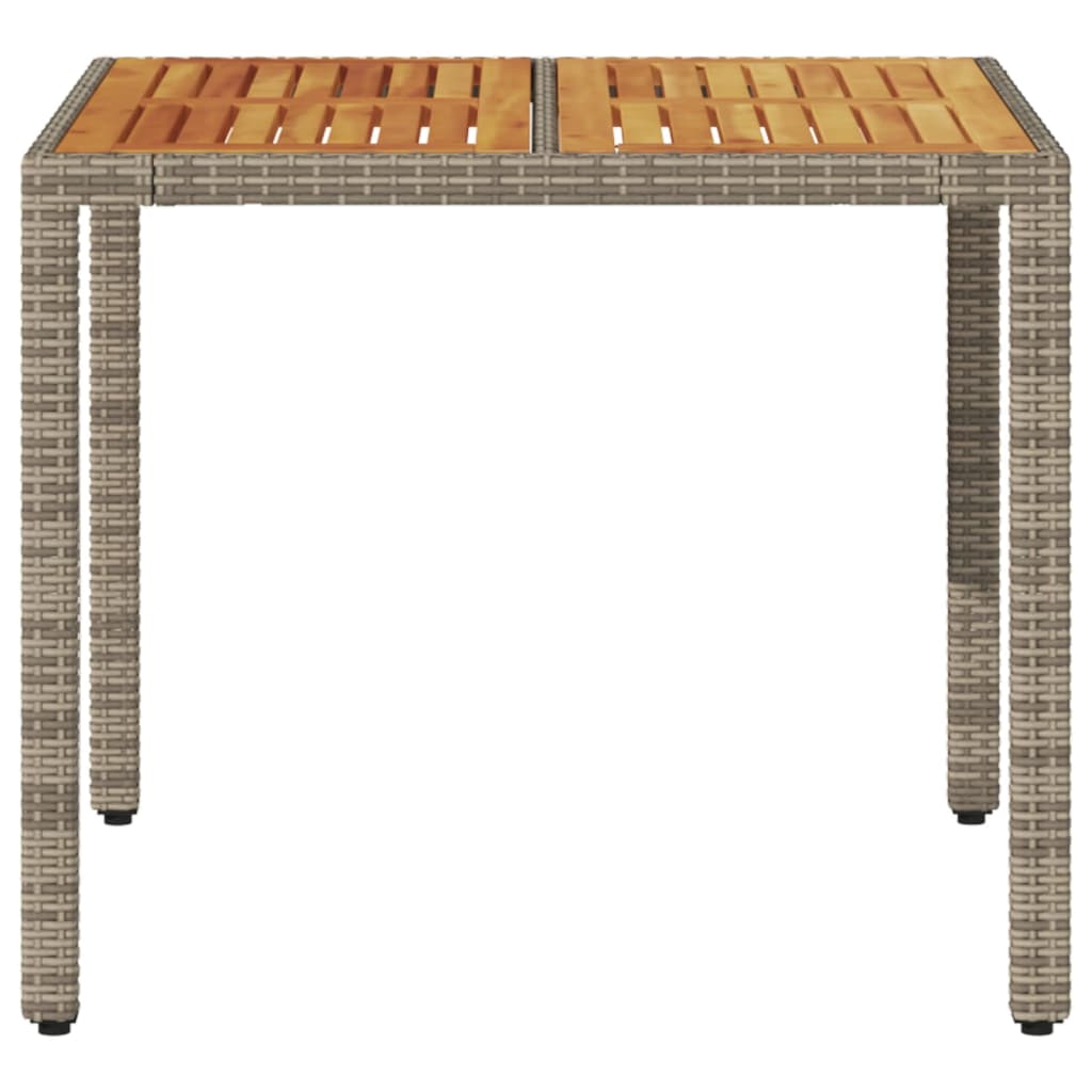 Tavolo Giardino Piano Legno Acacia Grigio 90x90x75cm Polyrattan - homemem39