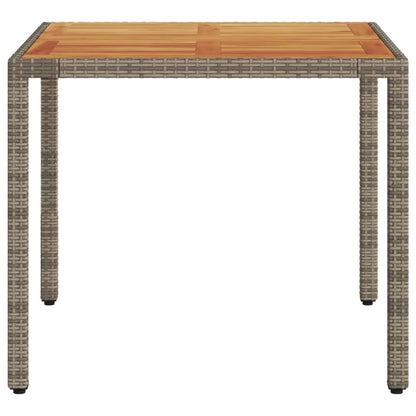 Tavolo Giardino Piano Legno Acacia Grigio 90x90x75cm Polyrattan - homemem39