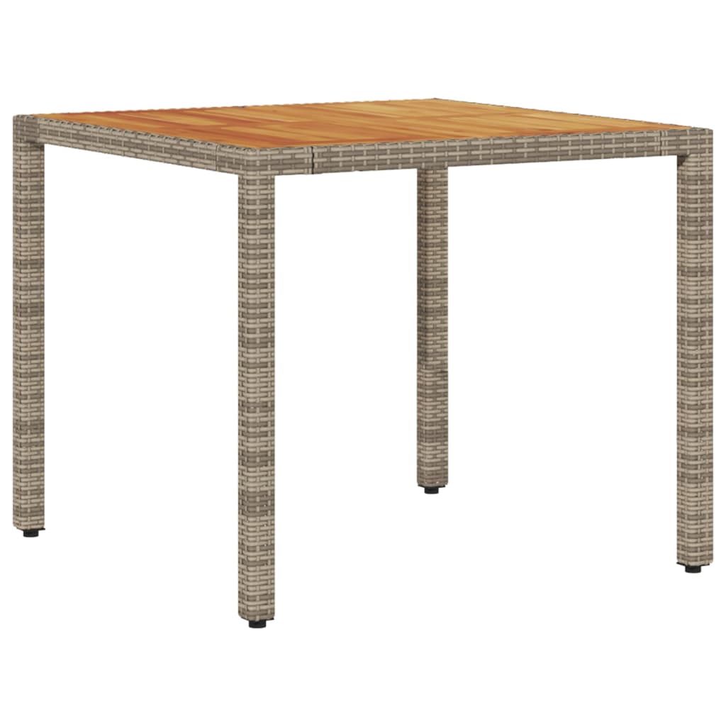 Tavolo Giardino Piano Legno Acacia Grigio 90x90x75cm Polyrattan - homemem39