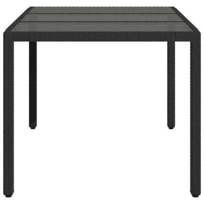 Tavolo da Giardino Piano in Vetro Nero 150x90x75 cm Polyrattan - homemem39