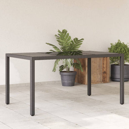 Tavolo da Giardino Piano in Vetro Nero 150x90x75 cm Polyrattan - homemem39