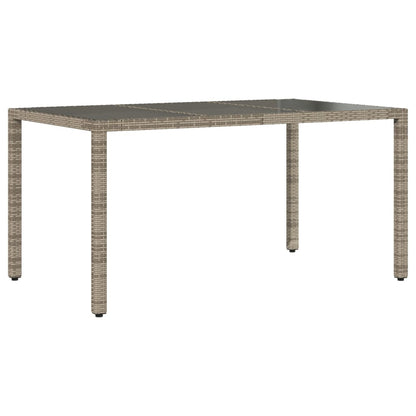 Tavolo da Giardino Piano in Vetro Grigio 150x90x75cm Polyrattan - homemem39