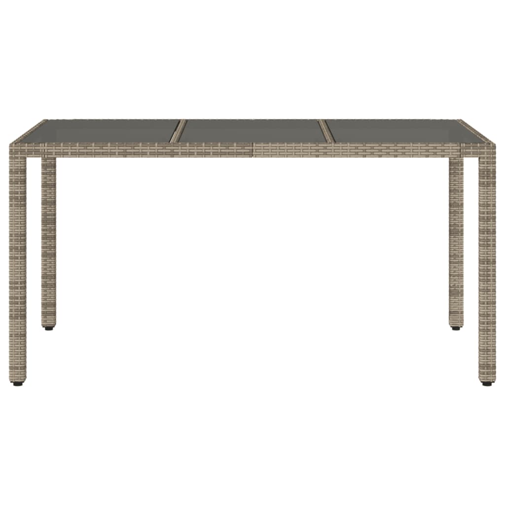 Tavolo da Giardino Piano in Vetro Grigio 150x90x75cm Polyrattan - homemem39