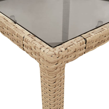 Tavolo da Giardino Piano in Vetro Beige 150x90x75 cm Polyrattan - homemem39