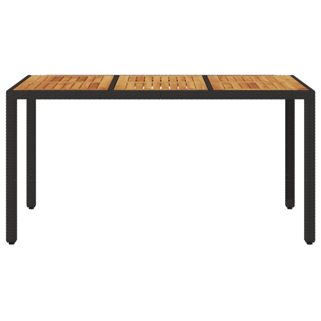 Tavolo Giardino Piano Legno Acacia Nero 150x90x75 cm Polyrattan - homemem39