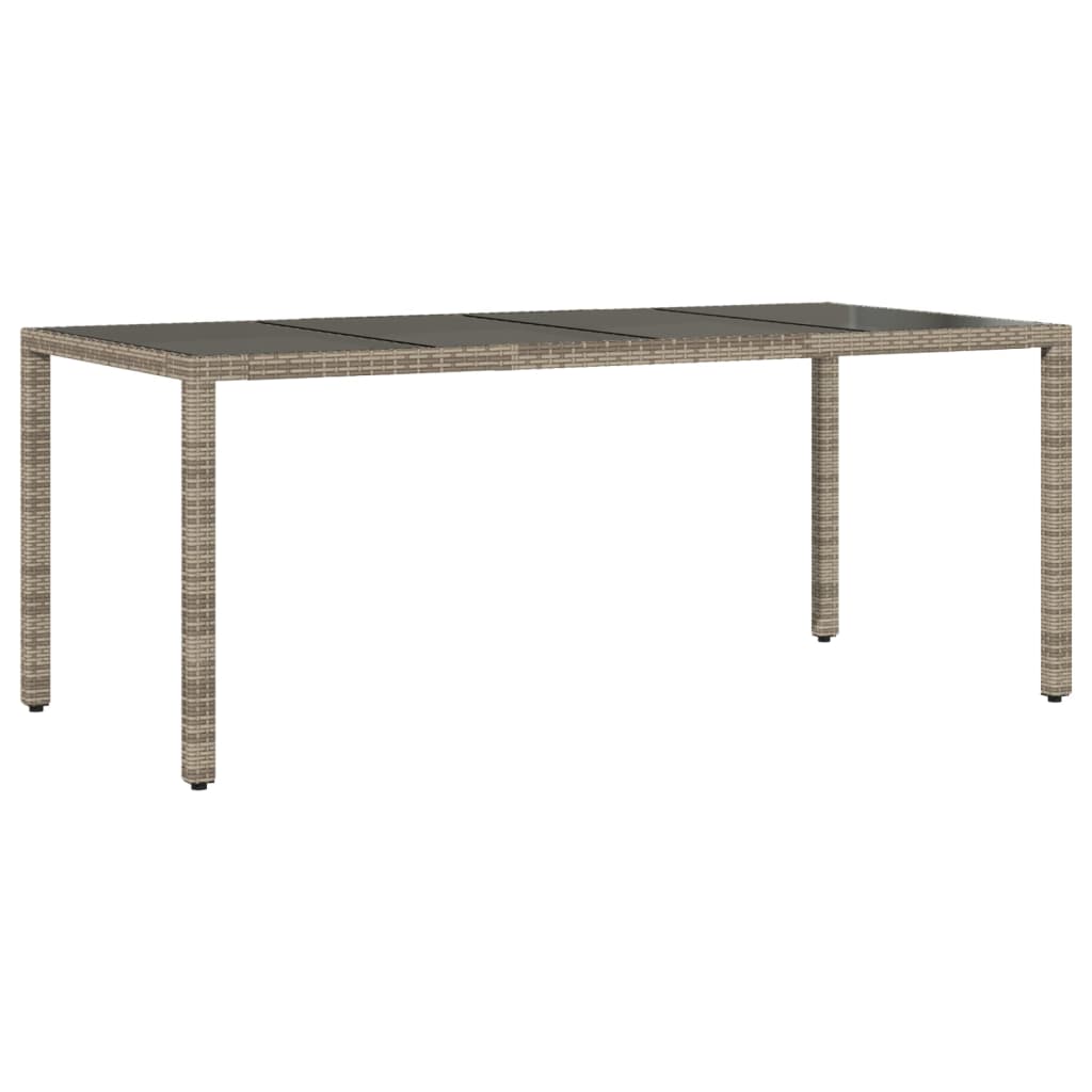 Tavolo da Giardino Piano in Vetro Grigio 190x90x75cm Polyrattan - homemem39