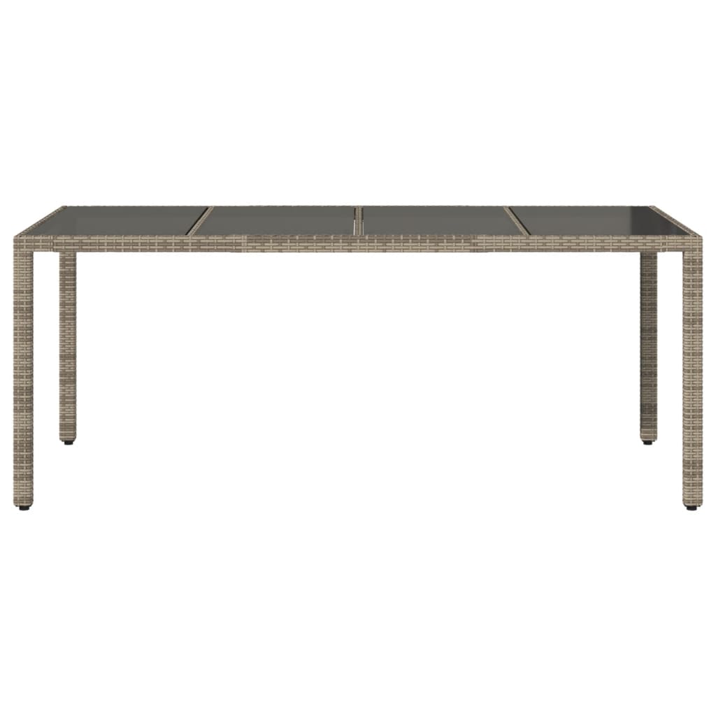 Tavolo da Giardino Piano in Vetro Grigio 190x90x75cm Polyrattan - homemem39