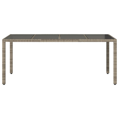 Tavolo da Giardino Piano in Vetro Grigio 190x90x75cm Polyrattan - homemem39