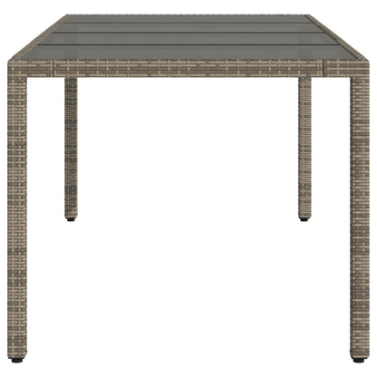 Tavolo da Giardino Piano in Vetro Grigio 190x90x75cm Polyrattan - homemem39