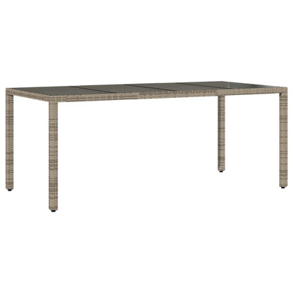 Tavolo da Giardino Piano in Vetro Grigio 190x90x75cm Polyrattan - homemem39