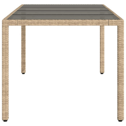 Tavolo da Giardino Piano in Vetro Beige 190x90x75 cm Polyrattan - homemem39