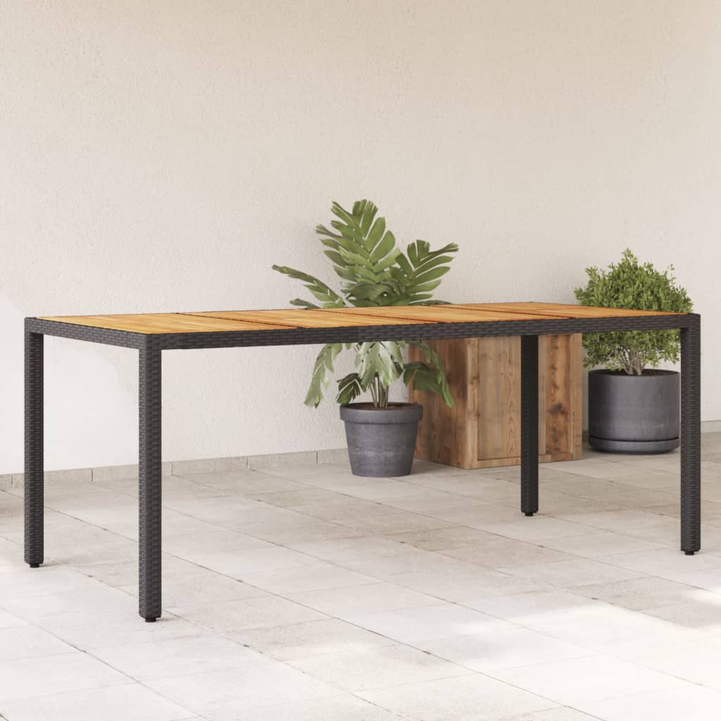 Tavolo Giardino Piano Legno Acacia Nero 190x90x75 cm Polyrattan - homemem39