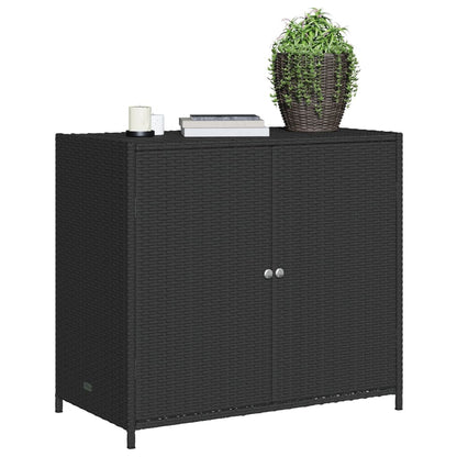 Armadietto Portaoggetti da Giardino Nero 83x45x76 cm Polyrattan