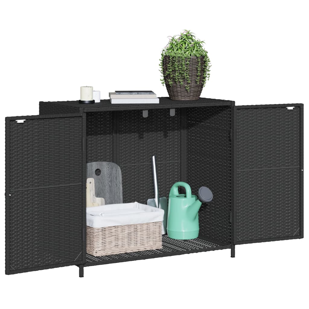 Armadietto Portaoggetti da Giardino Nero 83x45x76 cm Polyrattan