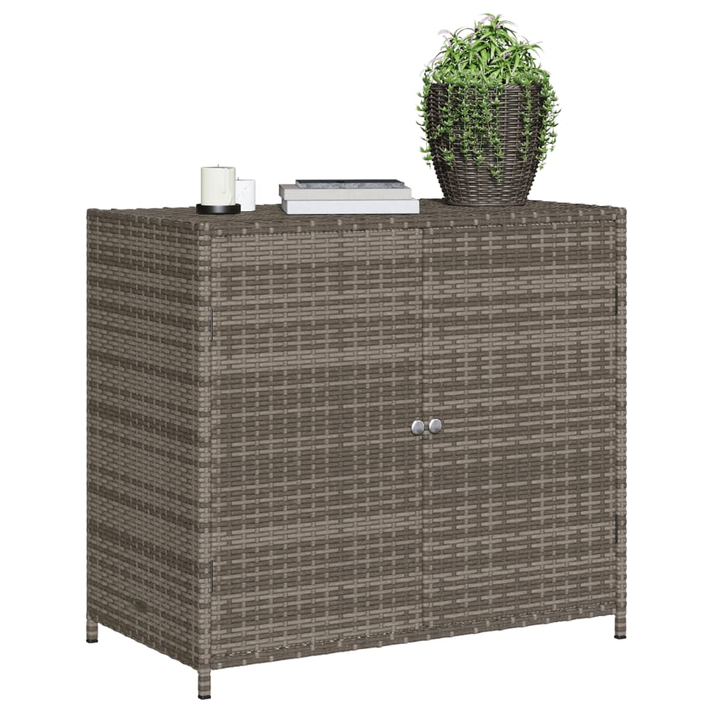 Armadietto Portaoggetti Giardino Grigio 83x45x76 cm Polyrattan - homemem39