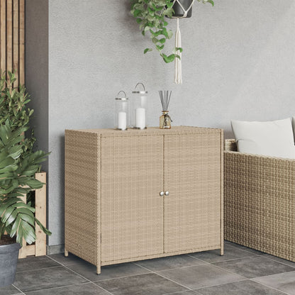 Armadietto Portaoggetti Giardino Beige 83x45x76 cm Polyrattan