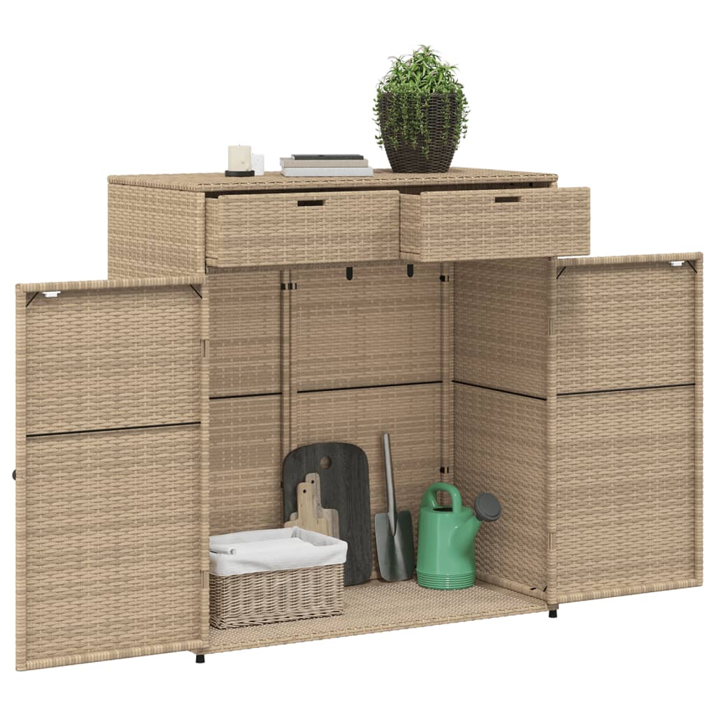 Armadietto Portaoggetti Giardino Beige 105x55x113cm Polyrattan