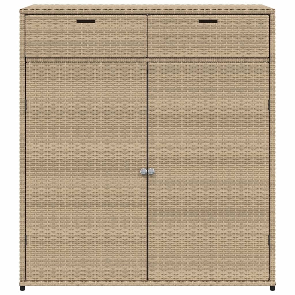 Armadietto Portaoggetti Giardino Beige 105x55x113cm Polyrattan