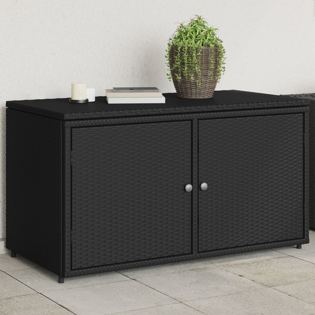 Armadietto Portaoggetti Giardino Nero 110x55x60,5cm Polyrattan