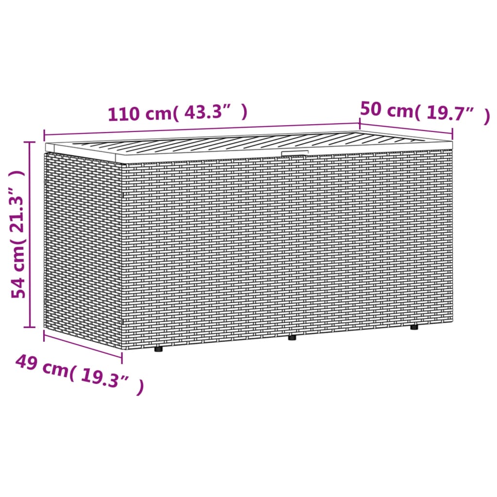 Contenitore Giardino Nero 110x50x54cm Polyrattan e Legno Acacia - homemem39