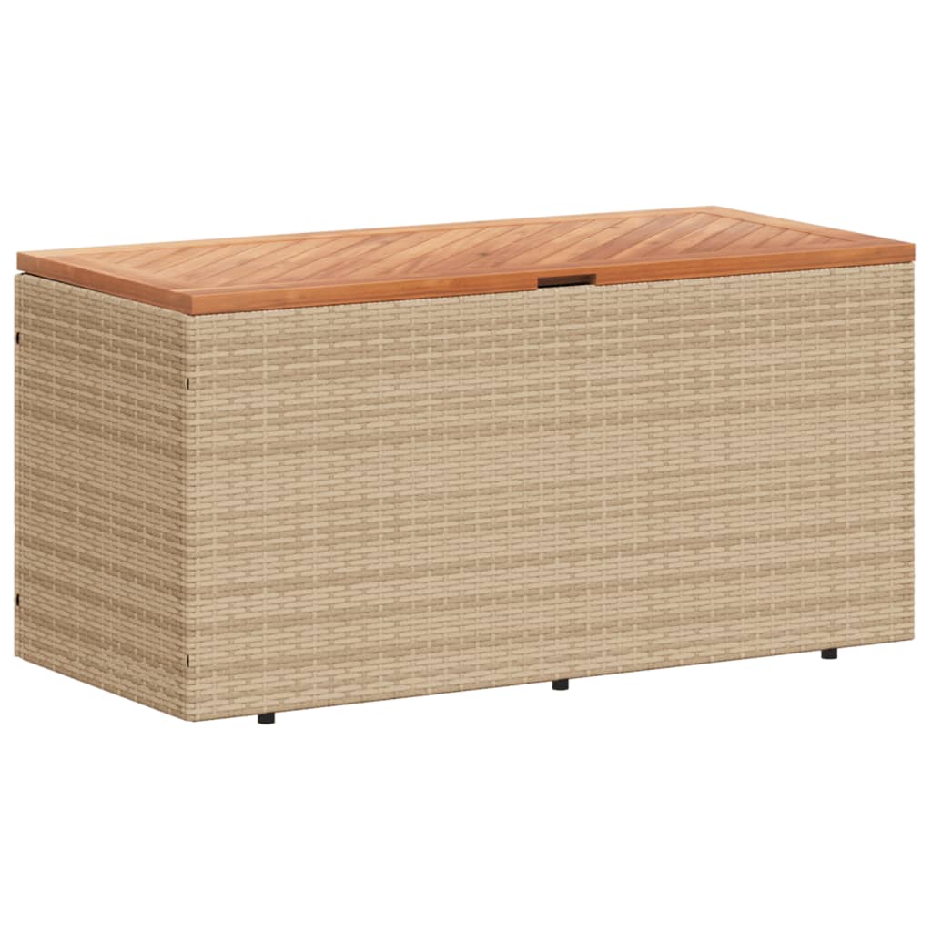 Contenitore da Giardino Beige 110x50x54 cm Polyrattan e Acacia - homemem39