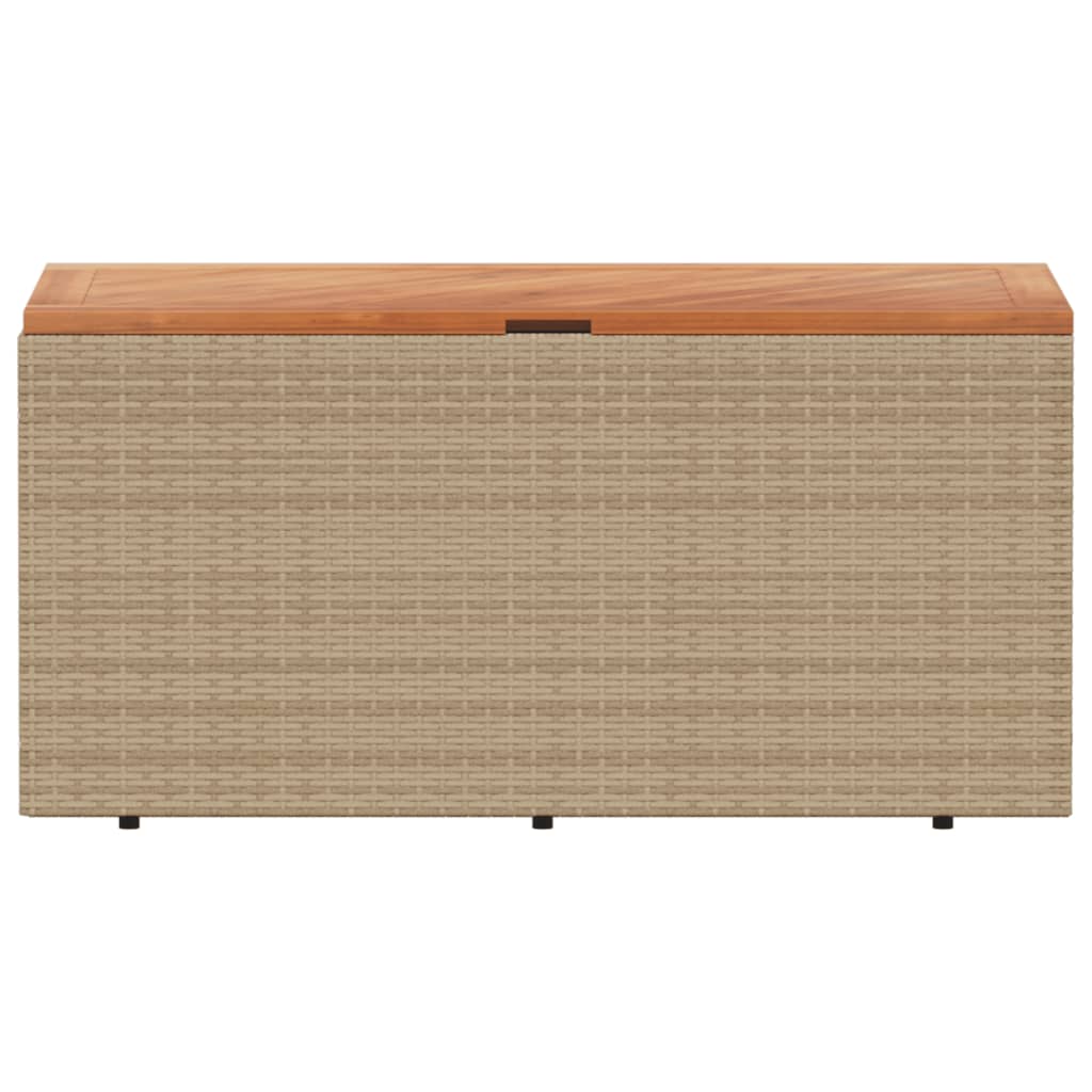 Contenitore da Giardino Beige 110x50x54 cm Polyrattan e Acacia - homemem39