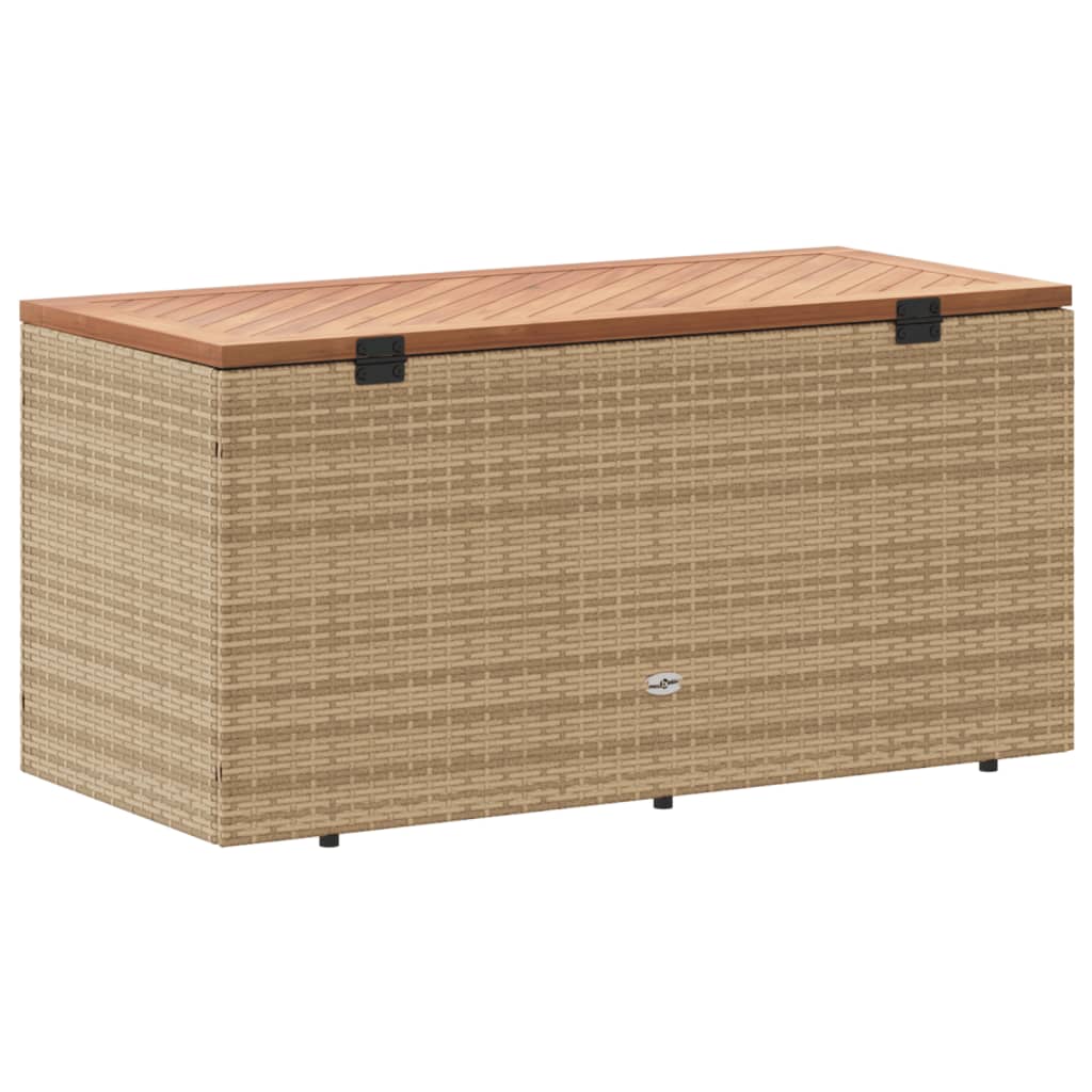 Contenitore da Giardino Beige 110x50x54 cm Polyrattan e Acacia - homemem39