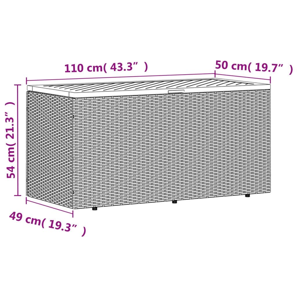 Contenitore da Giardino Beige 110x50x54 cm Polyrattan e Acacia - homemem39