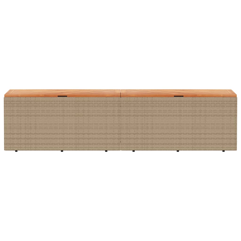 Contenitore da Giardino Beige 220x50x54 cm Polyrattan e Acacia - homemem39