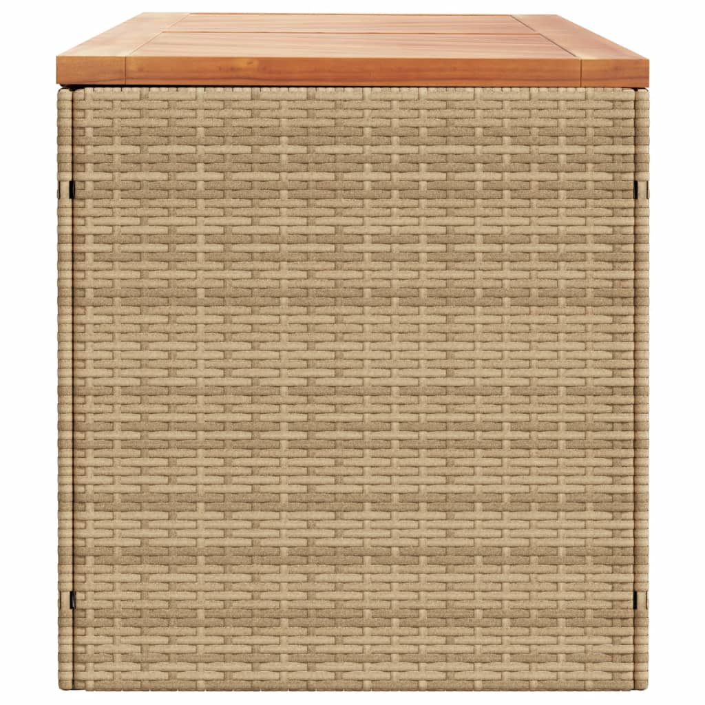 Contenitore da Giardino Beige 220x50x54 cm Polyrattan e Acacia - homemem39