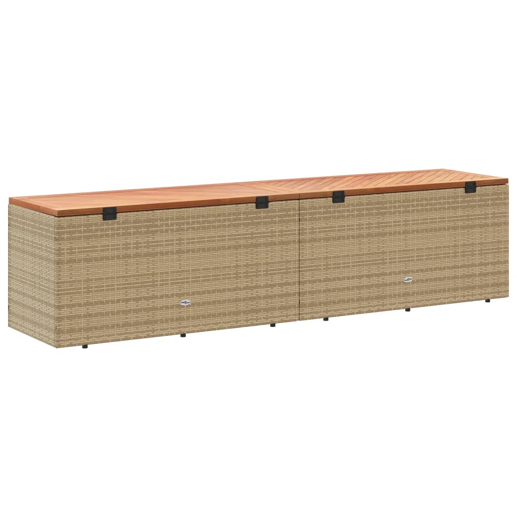 Contenitore da Giardino Beige 220x50x54 cm Polyrattan e Acacia - homemem39