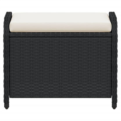 Sgabello Giardino con Cuscino Nero 58x46x46 cm in Polyrattan - homemem39