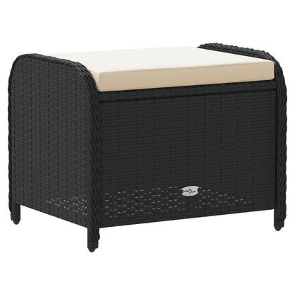 Sgabello Giardino con Cuscino Nero 58x46x46 cm in Polyrattan - homemem39