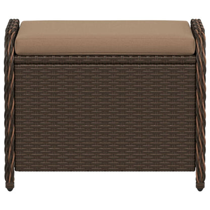 Sgabello Giardino con Cuscino Marrone 58x46x46 cm in Polyrattan - homemem39