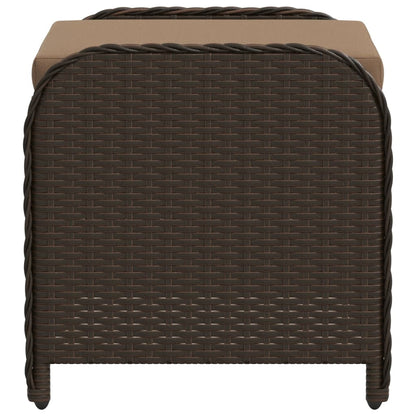 Sgabello Giardino con Cuscino Marrone 58x46x46 cm in Polyrattan - homemem39