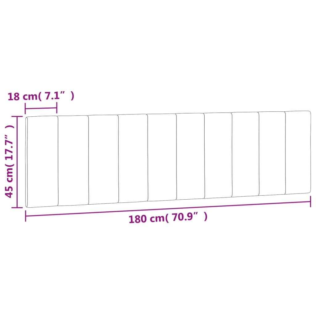 Cuscino Testiera Grigio Chiaro 180 cm in Velluto