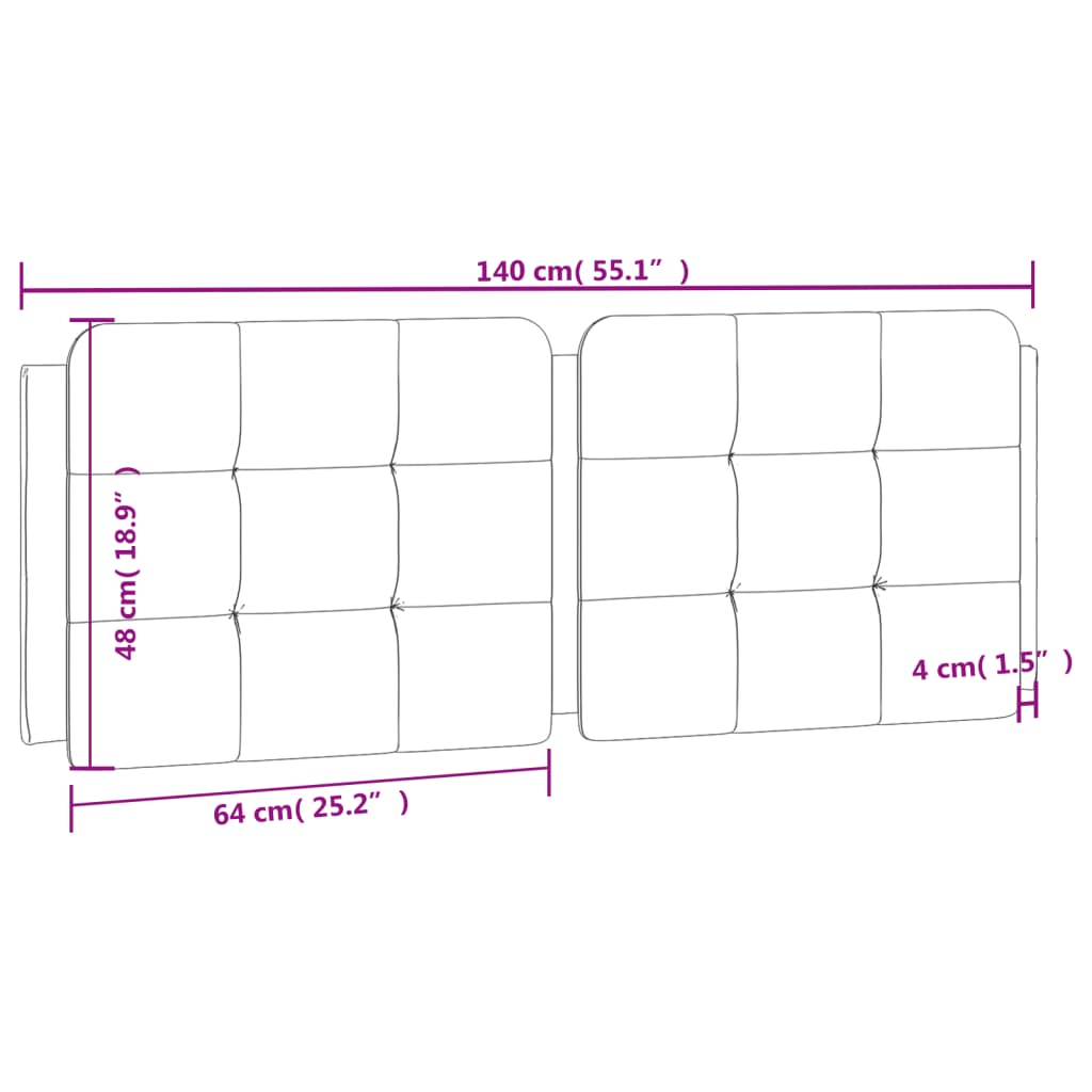 Cuscino Testiera Bianco 140 cm in Similpelle - homemem39