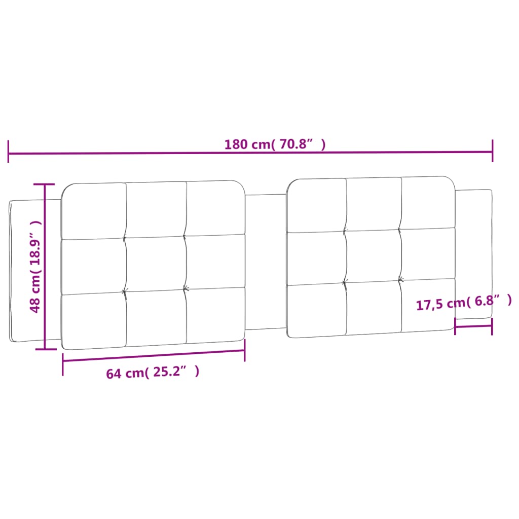 Cuscino Testiera Nero e Bianco 180 cm in Similpelle - homemem39