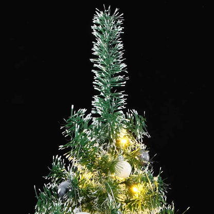 Albero di Natale Artificiale con 300 LED Palline e Neve 210 cm