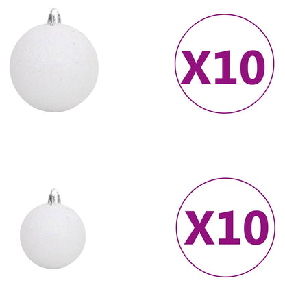 Albero di Natale Artificiale con 300 LED Palline e Neve 210 cm