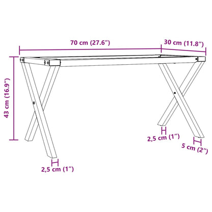 Telaio Gambe a X per Tavolino da Salotto 70x30x43 cm in Acciaio