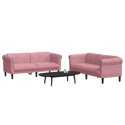 Set di Divani 2 pz Rosa in Velluto - homemem39