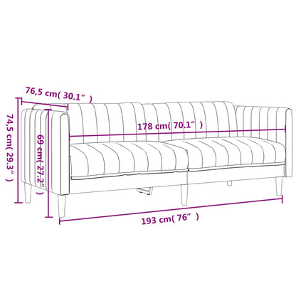 Set di Divani 3 pz Marrone Scuro in Tessuto