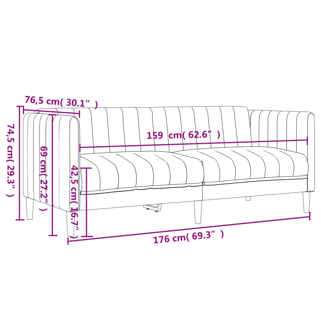 Set di Divani 3 pz Marrone Scuro in Tessuto