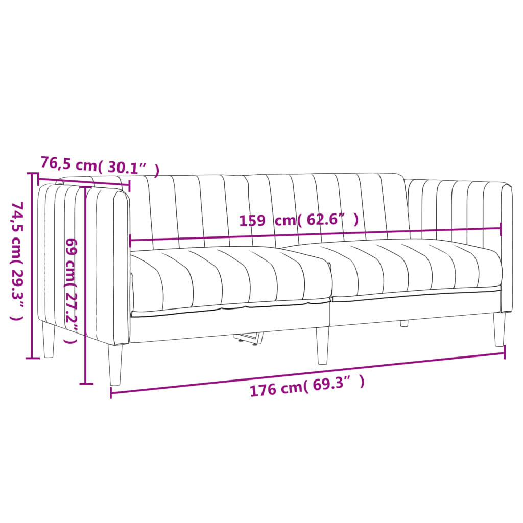 Set di Divani 2 pz Grigio Chiaro in Tessuto