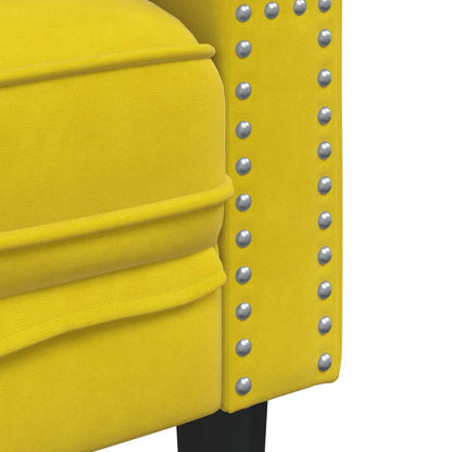 Set Divani Chesterfield 3pz con Cuscini Giallo Velluto