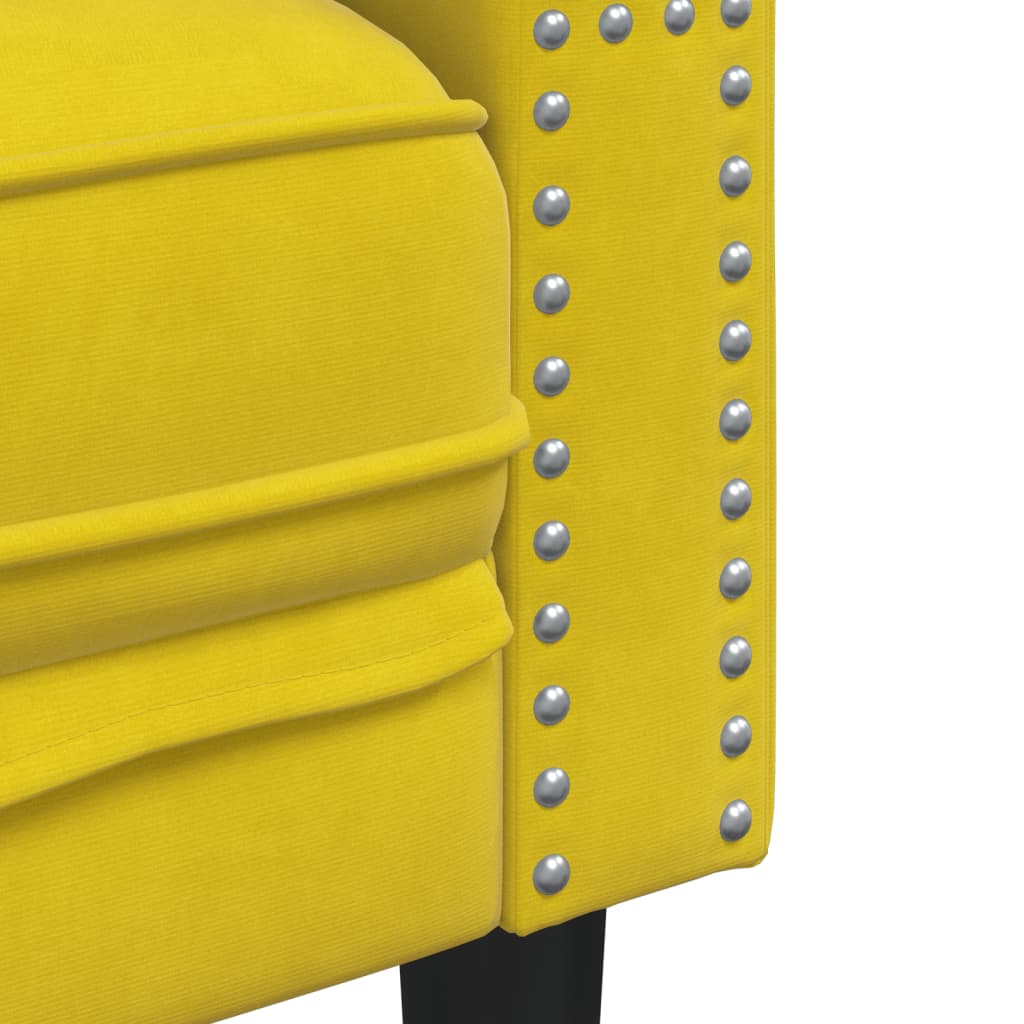 Set Divani Chesterfield 2pz con Cuscini Giallo Velluto