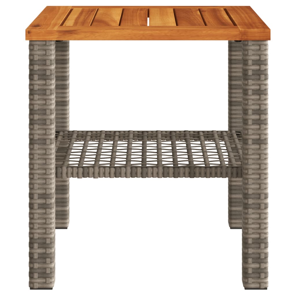 Tavolo da Giardino Grigio 40x40x42 cm Polyrattan e Legno Acacia - homemem39